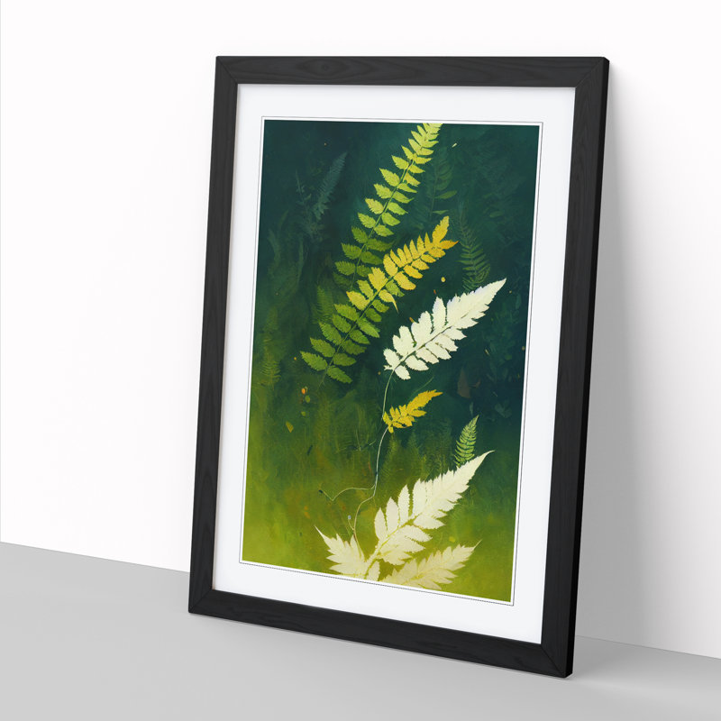 Aaren Fern Leaf Art - Picture Frame Print, Black, 34cm H x 25cm W x 2cm D