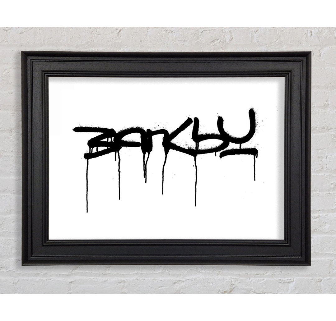 Banksy Weiß Gerahmter Druck