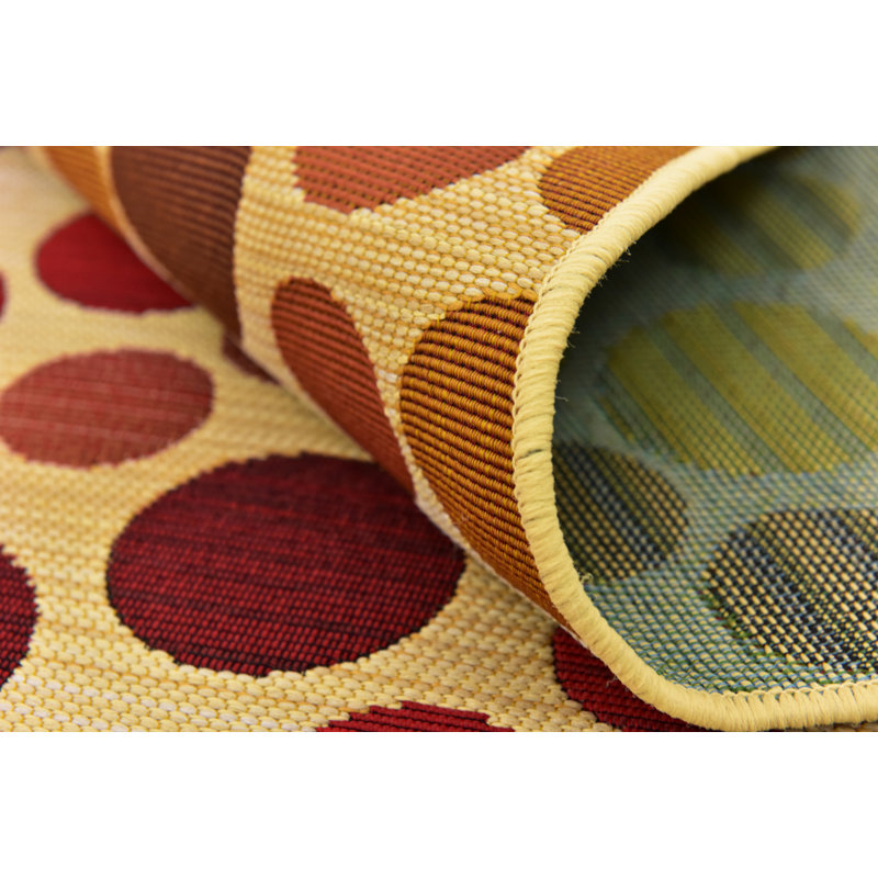 Tapis intérieur / extérieur vert / beige / rouge / turquoise Deweese, Rectangle 7 pi 1 po x 10 pi