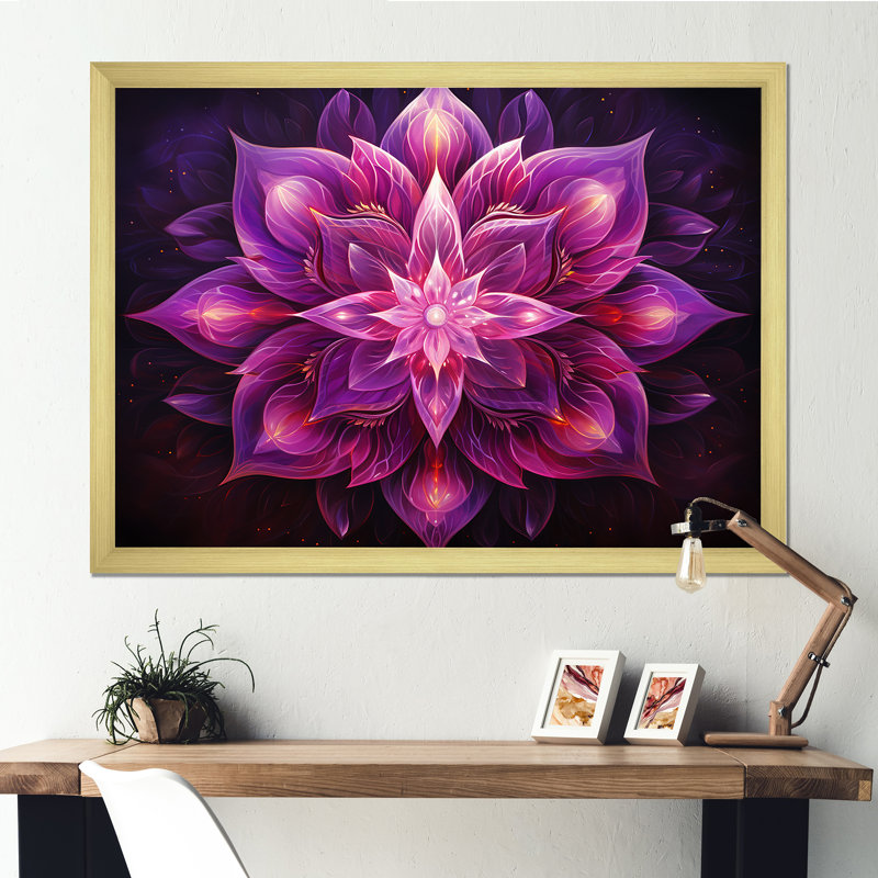Judaïsme kabbale kaléidoscope sur toile, Cadre doré simple, H 34 po x l 44 po x P 1,5 po