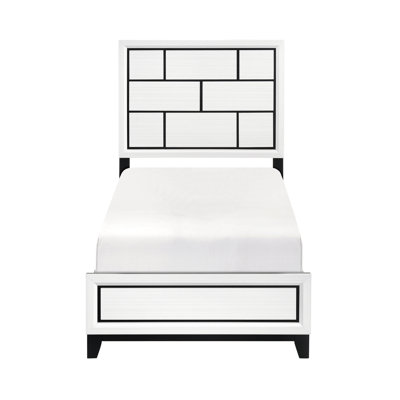 Lit simple au fini blanc, attrait contemporain moderne et lignes noires
