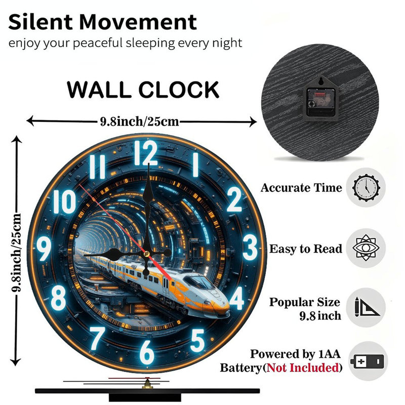 Horloge Sci Fi Train Tunnel