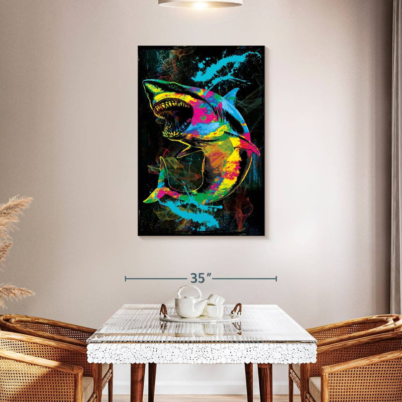 Brampt Color Grunge Shark, 45" H x 30" W