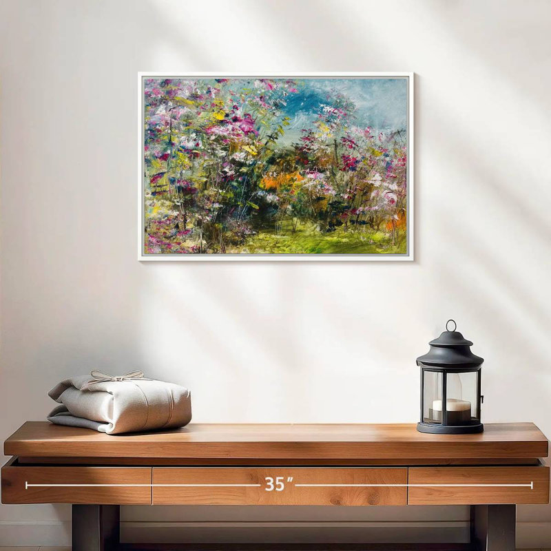 Abstrait fleur sauvage, Cadre flottant blanc, 19 po x 13 po