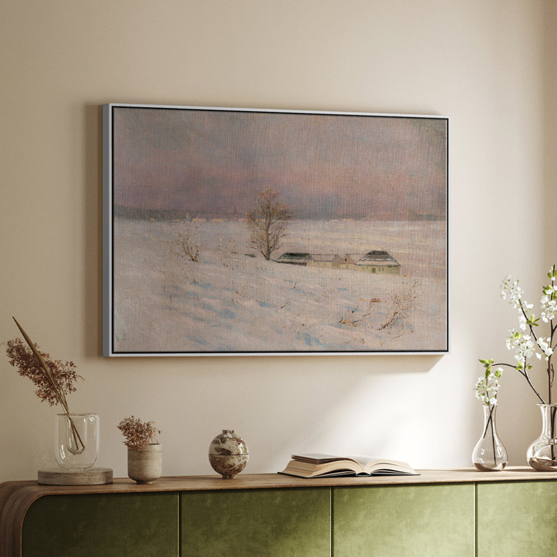 Paysage rétro - cmxviii, H 27 po x l 41 po x P 2 po, Toile encadrée flottée blanche
