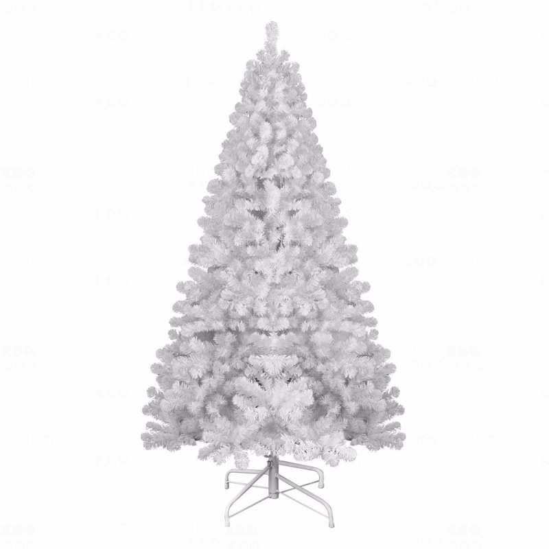 Arbre de Noël artificiel à charnière 9 pi en PVC blanc avec fil mémoire, branches 1910, arbre de Noël facile à assembler