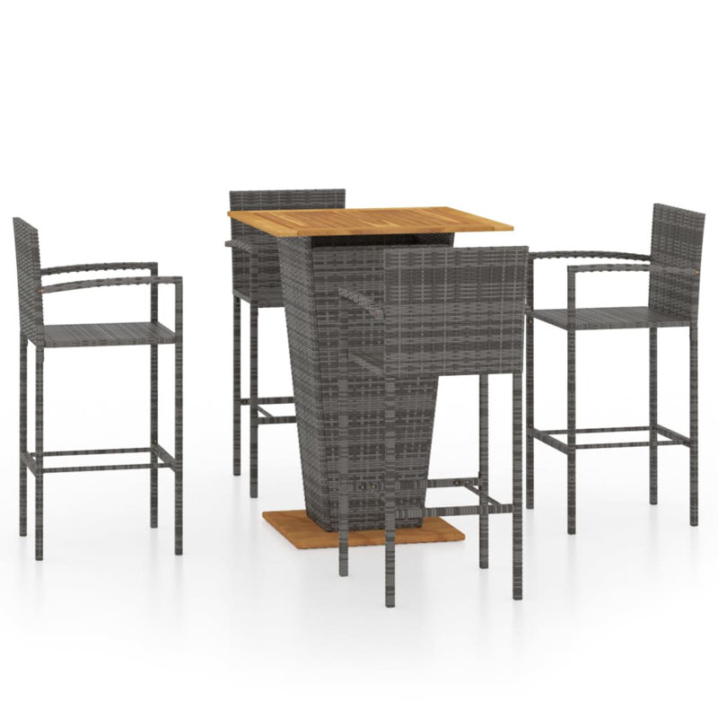 Ershel 4 Seater Rattan Conversation Set, Grey