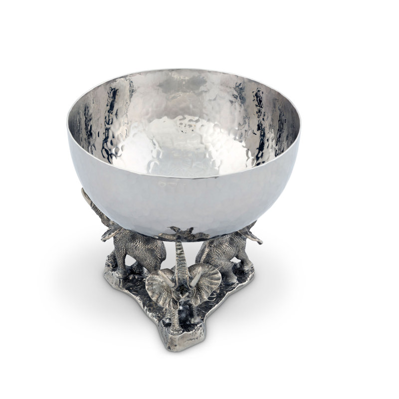 Safari Nut Bowl with 3 Pewter Elephant Base