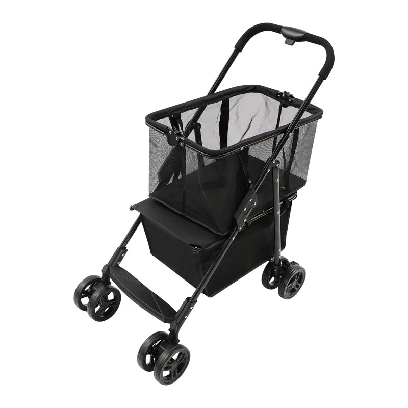 Chariot de magasinage pliable à 2 niveaux