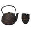 Théière Tetsubin en fonte, motif dragon oriental bronze, 975 ml (33 oz), et service de 4 tasses.