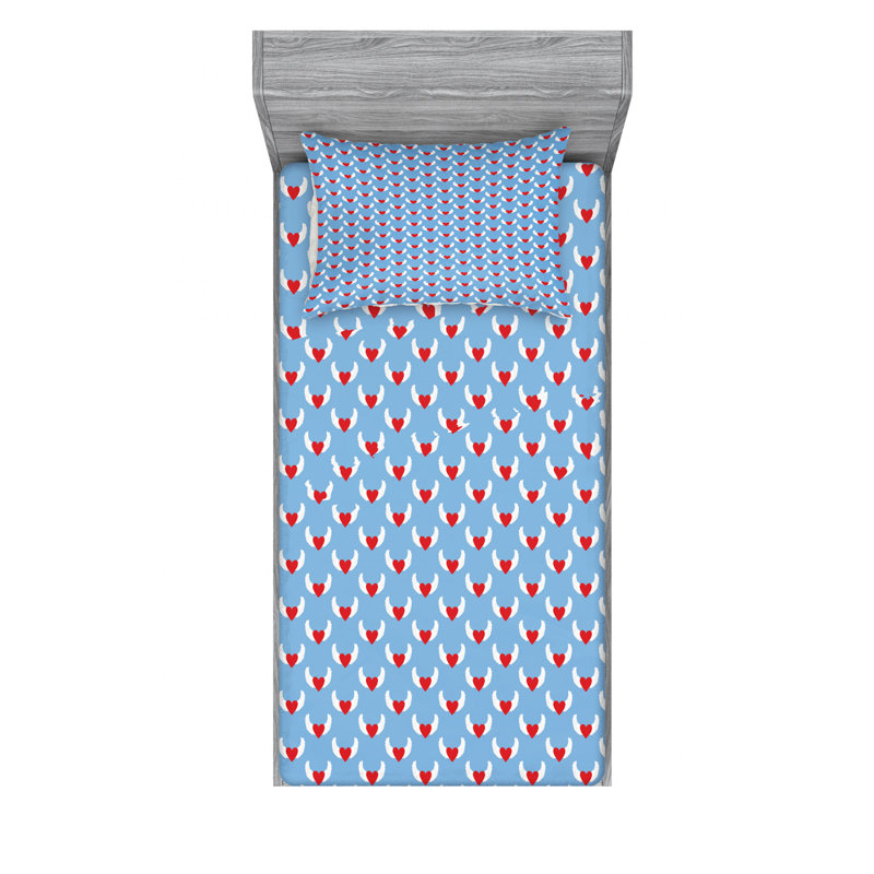 Ensemble de draps Angel Wings, Ensemble de draps pour lit simple avec drap-housse