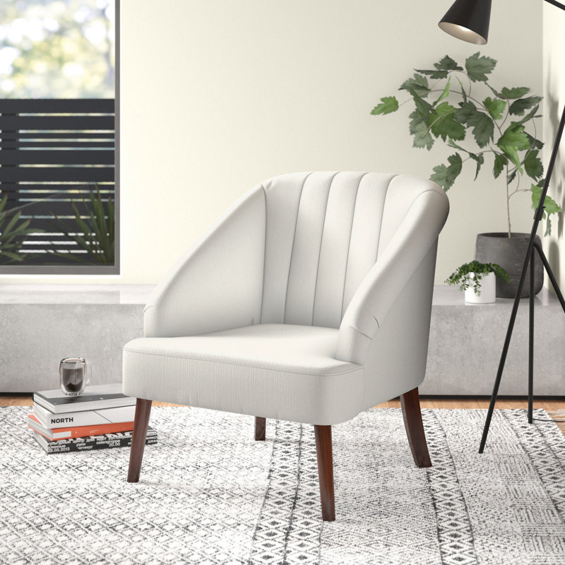 Fauteuil capitonné Helgeson, Blanc
