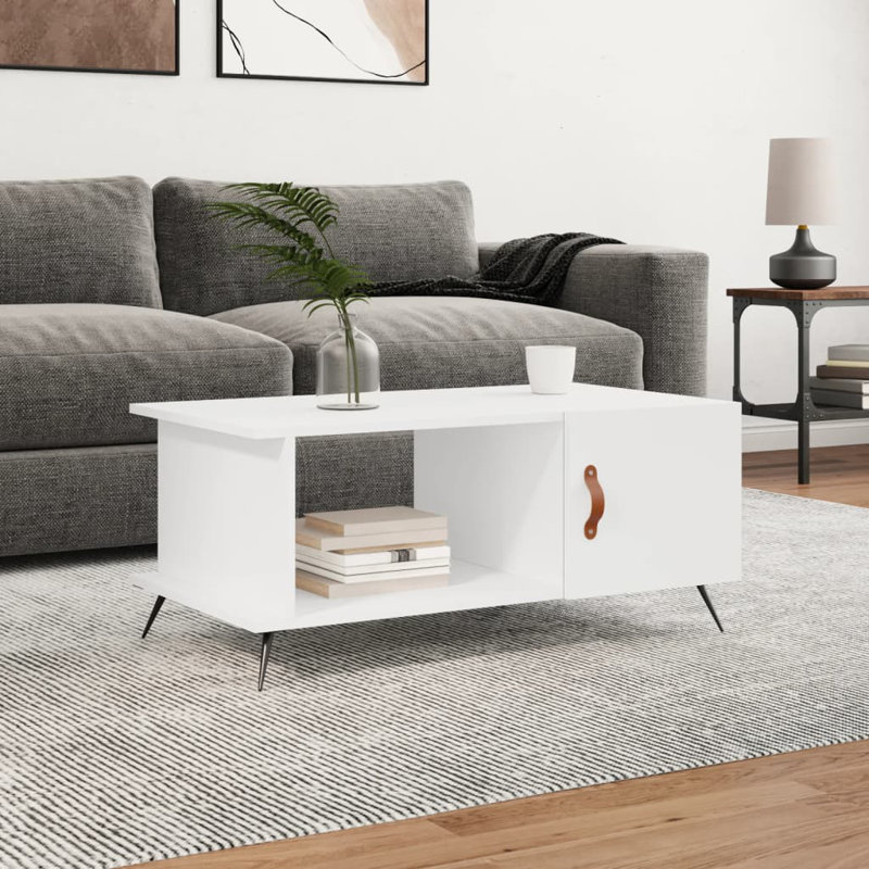 Aina Four Leg Coffee Table with Storage, White