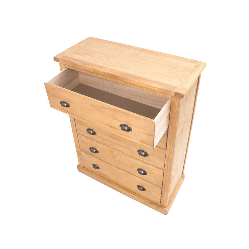 Sarkar 90cm W 5 - Drawer Chest of Drawers, Squared