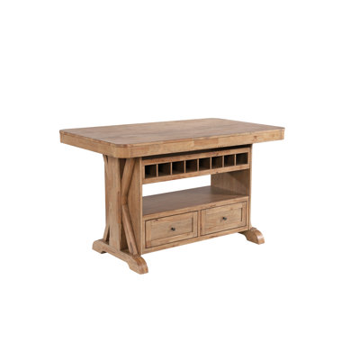 Solid Wood Kitchen Island with Storage by Rosalind Wheeler
