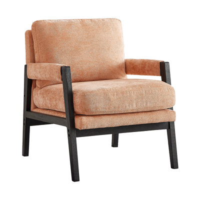 Chaise Janell orange de style Mid-Century - Revêtement luxueux, amovible, assise en bois de chenille moderne et confortable, structure