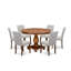 Ensemble de salle à manger 7 pièces composé d'une table de salle à manger ronde avec piédestal et 6 chaises Parson revêtues de tissu de lin, noyer antique-1813999328-1813999334