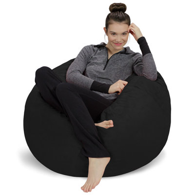 Bean Bag Chair - Shredded Foam Filled Round Pouf Chair - Plush, Ultra Soft Memory Foam Filled Bean Bag Chair with Microsuede Cover - Stuffed Foam Filled Furniture and Accessories for Dorm Room
