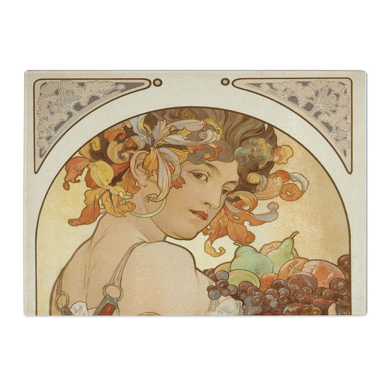 Fruit by Alphonse Mucha Chopping Board, 0.4cm H x 28.5cm W x 39cm L