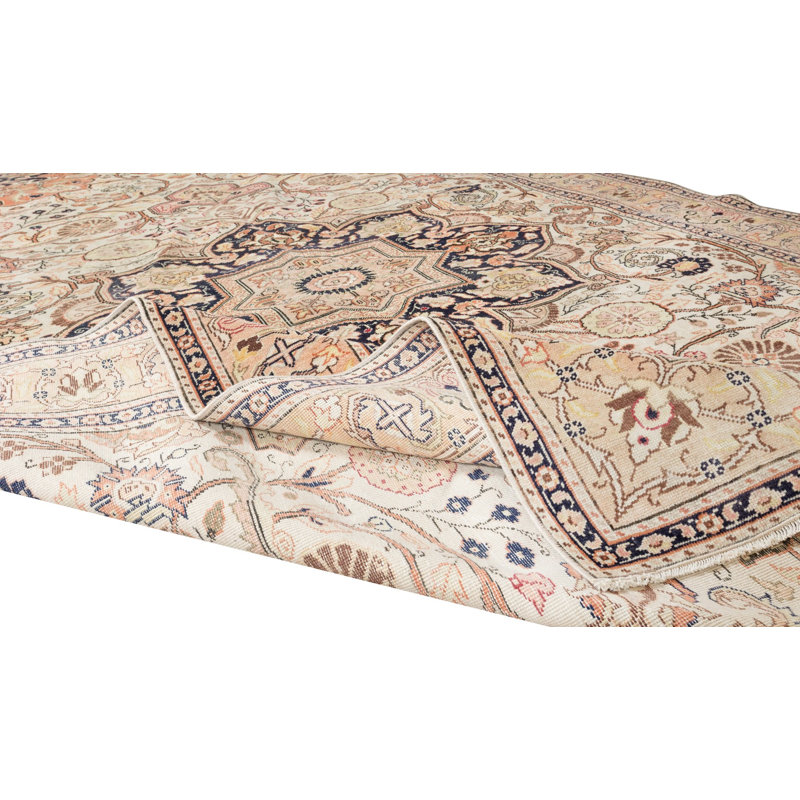 Tapis turc fait à la main avec motif de médaillon, 100% laine