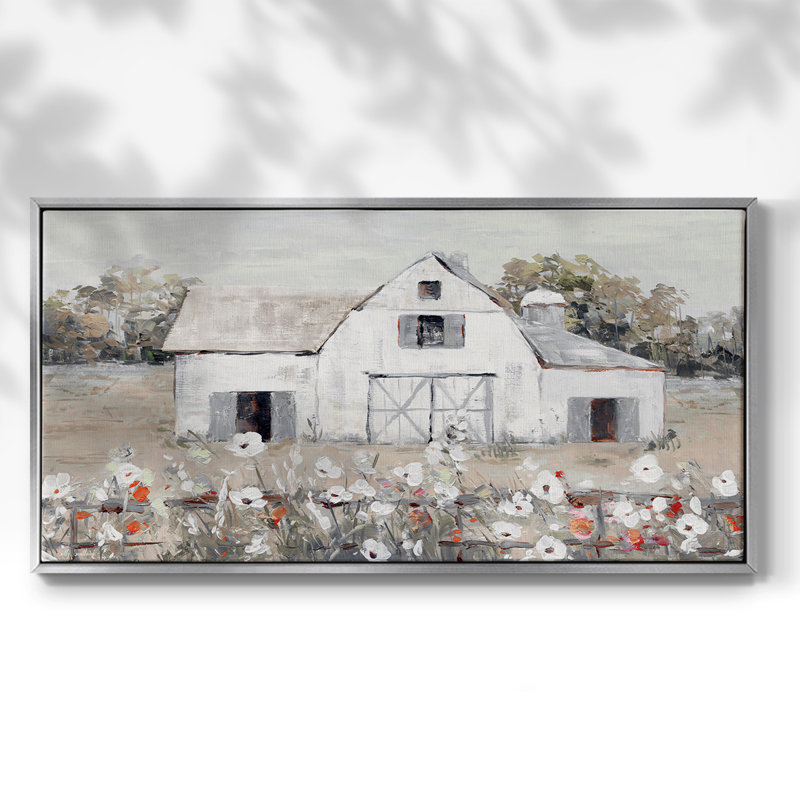 «Day On The Farm Boho», toile tendue avec châssis, prête à être accrochée, H 25 po x l 49 po, Argent argent
