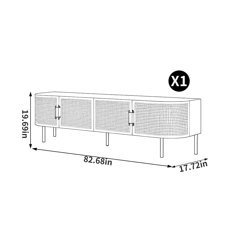 Italian style living room creative TV stand, Burlywood, 82.68" W