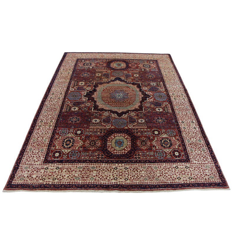 Hand Knotted Wool Area Rug, Rectangle 4'9" x 6'6"