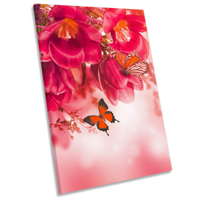 X0464 Butterfly Floral Flowers - Wrapped Canvas Print