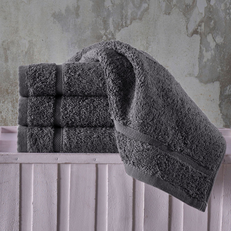 12-Pack Turkish Cotton Washcloth Set, 13x13 Inch 600 GSM Face Towels, Gray