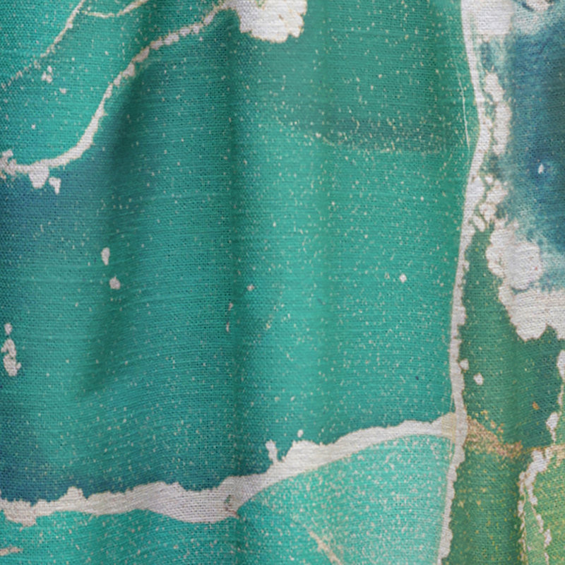 Marbre abstrait vert et turquoise - Rideau moderne - Velours obscurcissant - 1 panneau, L 52 po x L 108 po