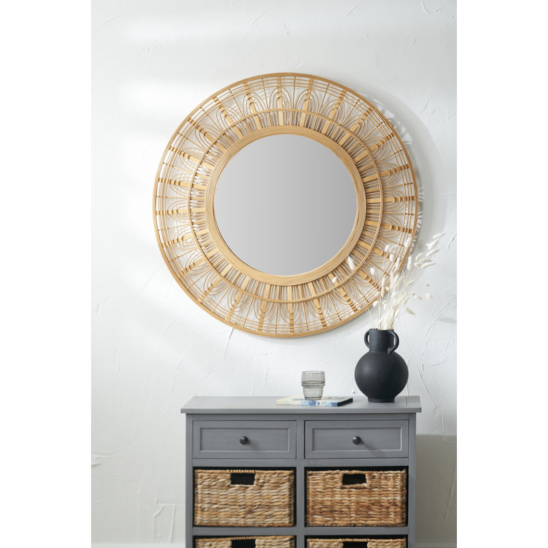 Rattan Round Mirror, Natural