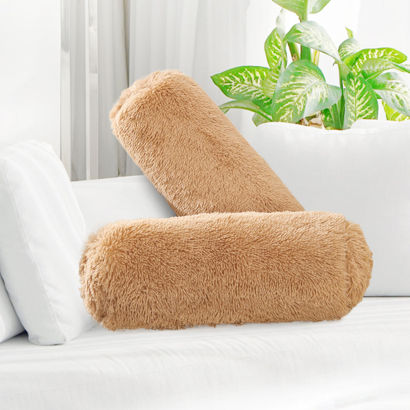 Faux Fur Throw Pillow, Taupe