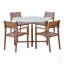 5-Piece Outdoor Dining Set with 4 Acacia Wood Chairs and Round Slatted Table, Ideal for Patios, Gardens, Poolsides, and Indoor Use