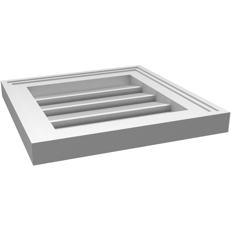 Évent à pignon fonctionnel en uréthane rectangulaire à fixation en surface, brun clair apprêté, H 14 po x l 14 po x P 1,5 po