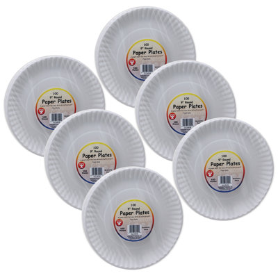 Assiettes en papier blanc Hygloss®, 9 pouces, 100 par paquet, 6 paquets