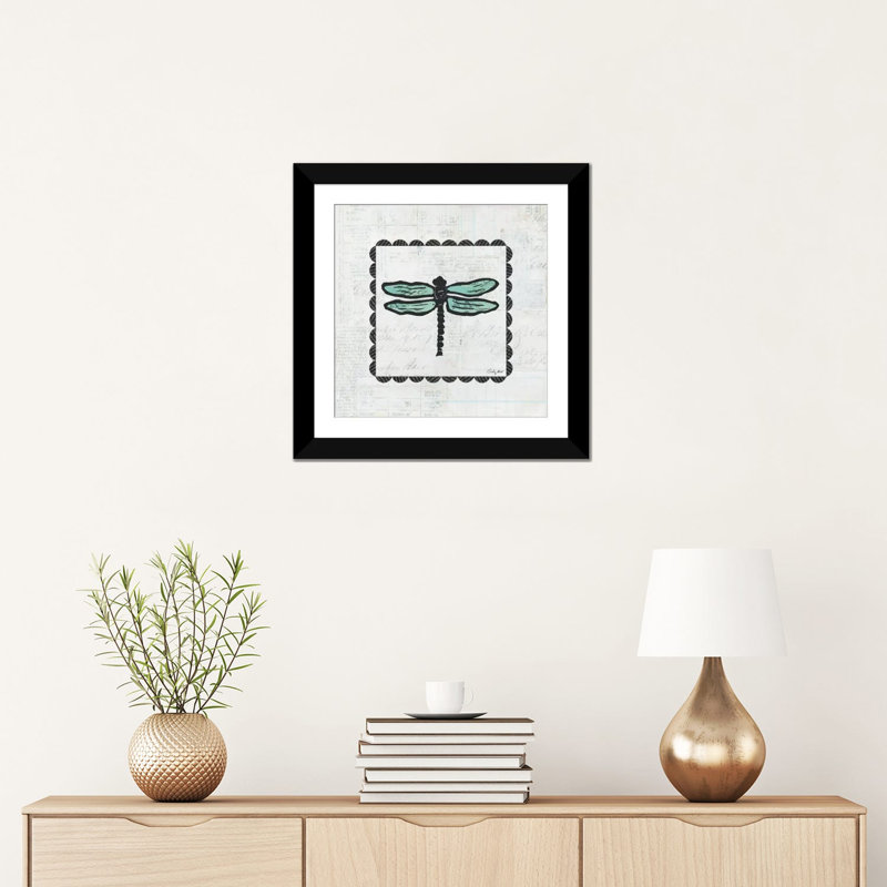 « libellule stamp » par courtney prahl-impression sur toile tendue, H 16 po x l 16 po x P 1 po, Papier d'art encadré noir