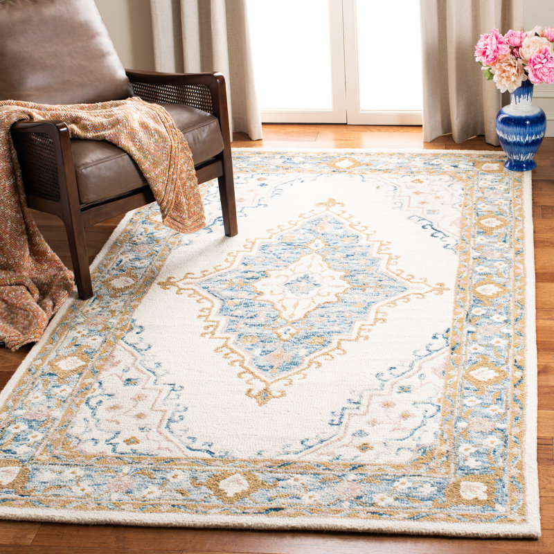 Tapis oriental en laine indien touffeté à la main Bridgham, Rectangle 4 pi x 6 pi