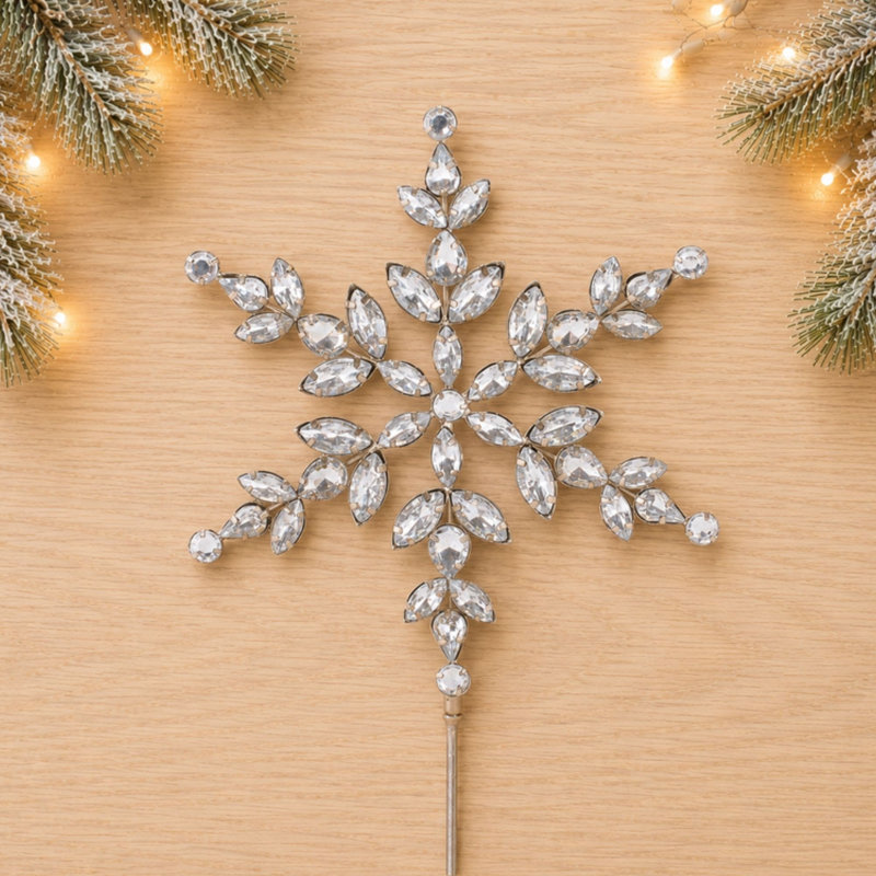 Tige de bijou en forme de flocon de neige, Silver (Set of 2), 18"