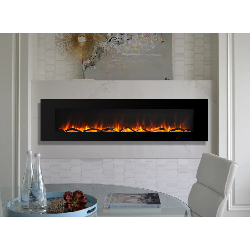Nishant Wall Mounted Electric Fireplace, Black, 18.35" H x 72" W x 5" D