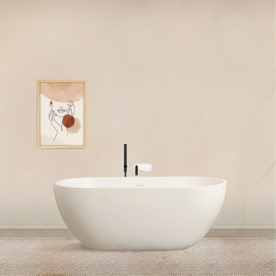 Baignoire autoportante de forme ovale en résine 59 po pour salle de bain