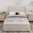 Luxurious King Size Corduroy Upholstered Bed Frame In Light Grey With 130l Storage Ottoman, Vertical Stripe Wingback Headboard, And Elevated Footboard