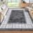 Modern Plaid Machine Washable Rug with Non-Slip Backing, Foldable Low Pile Floor Cover, Contemporary Bordered Indoor Mat for Bedroom, Living Room-921457460
