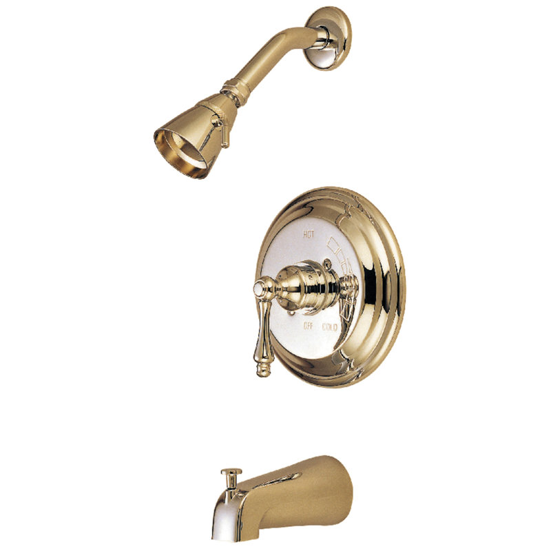 Kingston Brass Vintage Single-Handle Pressure Balanced Tub and Shower Faucet, Trim Only, Polished Brass