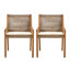 Ensemble de 2 chaises de patio en bois d'acacia et osier avec coussin
