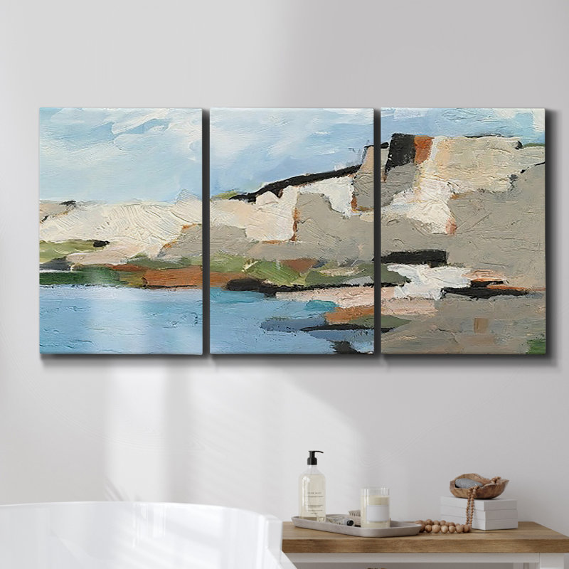 Neutre avec marques II - Toile multi-pièces encadrée, H 48 po x l 96 po x P 2 po