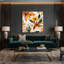 Aquarelle, art floral sur toile beige-3338939