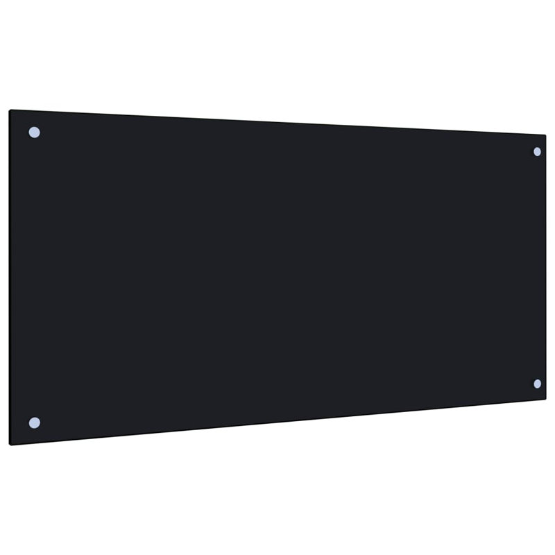 Black Tempered Glass Peel and Stick Kitchen Backsplash 39.4" x 19.7"