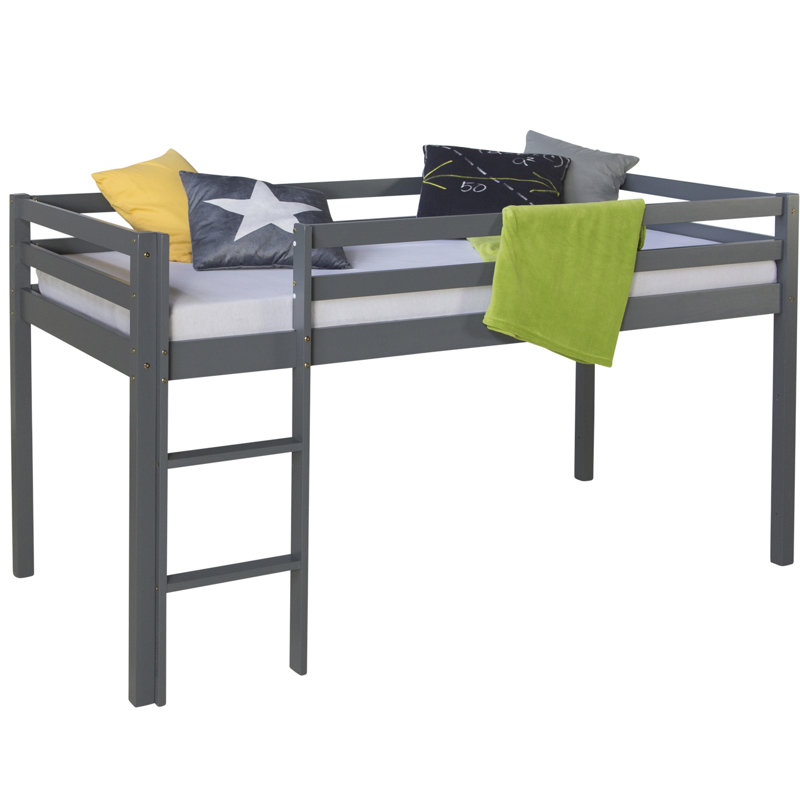 Ellicott mid-loft bed, 90 x 200 cm, Grey, Premium plus (slide, curtain and tunnel)