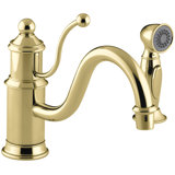 Antique Single-Hole Kitchen Sink Faucet with 8-7/8" Spout, Color-Matched Sidespray and Lever Handle