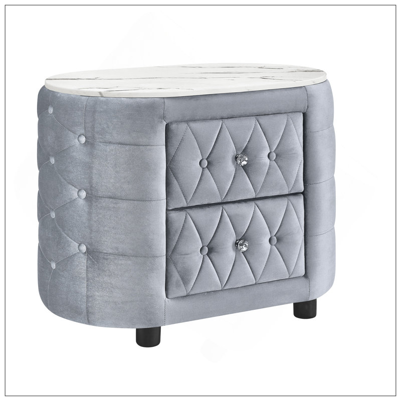 Stylish Nightstand With Top And Two Storage Drawers, Perfect For Modern Bedroom Decor And Organization., Gray